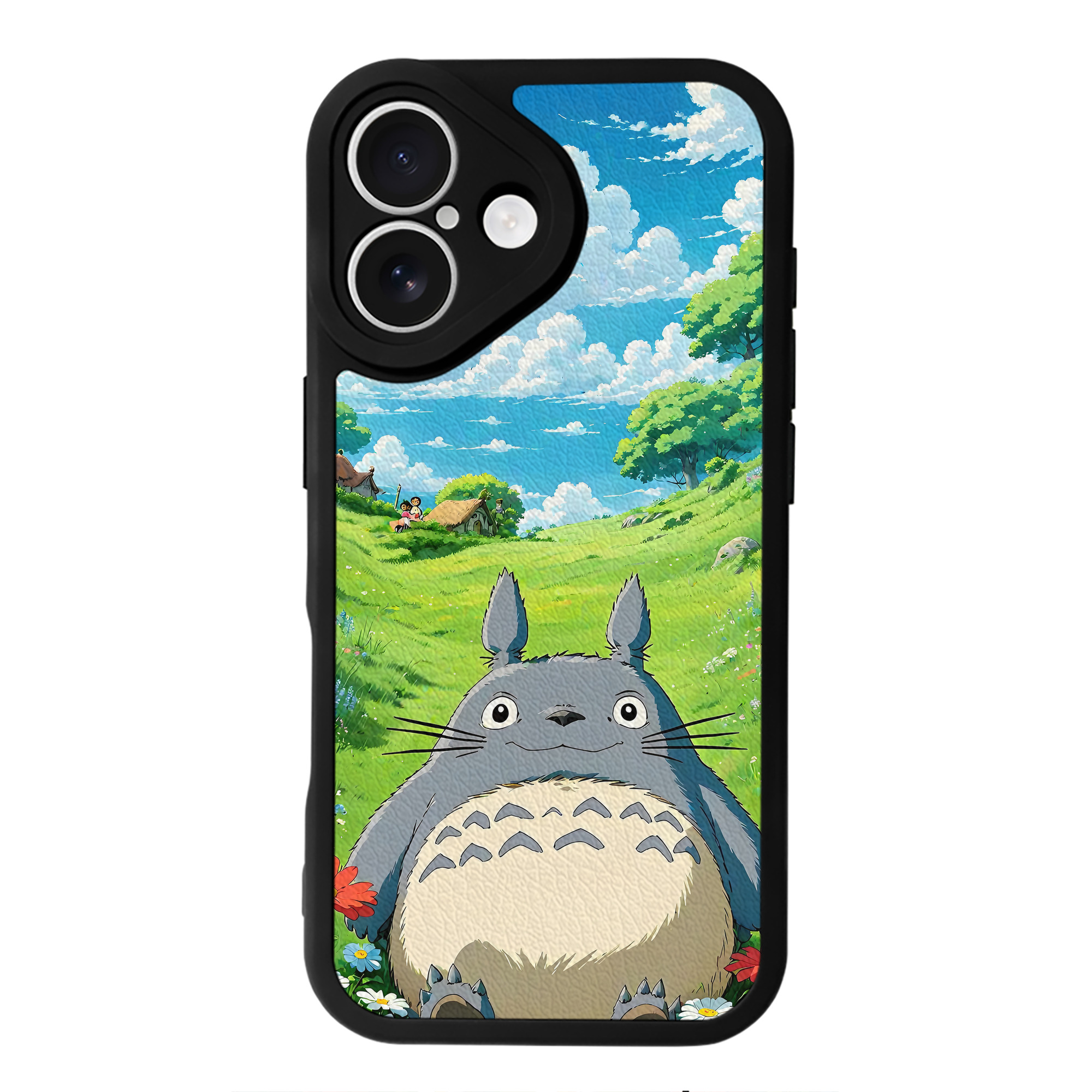（画像用） となりのトトロ 草壁メイ 草壁サツキ My Neighbor Totoro Satsuki Kusakabe Mei Kusakabe 【iPhone 16シリーズ対応】シリコンスマホケース（レザー調） 材質：シリコン